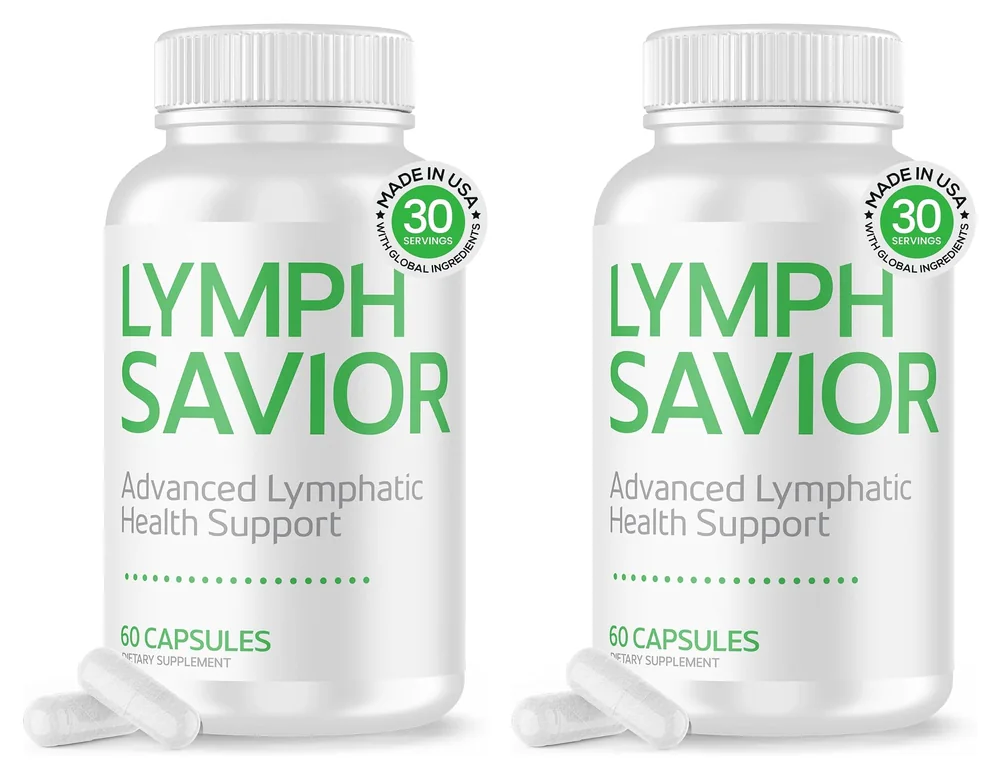 Two Lymph Savior bottles side by side, front labels showing
