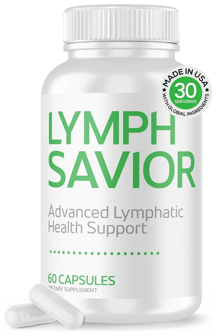 The Lymph Savior bottle, front label, 60 capsules